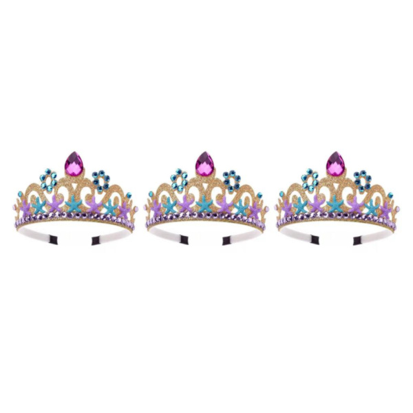 1/2/3 Crystal Girl Kids För Crown Dance Teens Costume Headdress Gold 12cm Dia 3Set