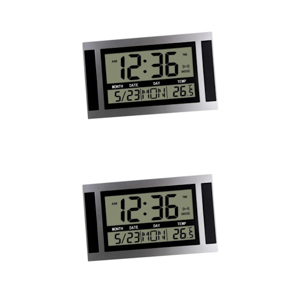 1/2 Digital Väckarklocka Nattställ Timer 12/24H Timing Vägg Silver Black 2PCS