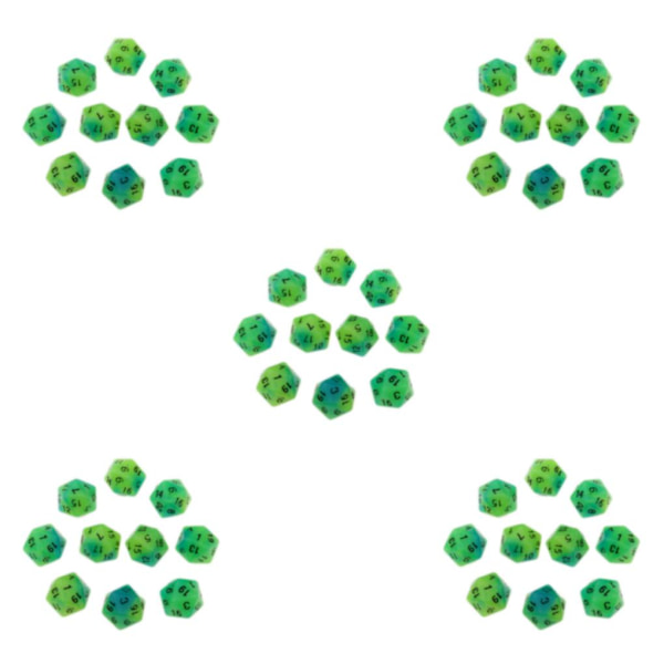 1/2/5 10 st självlysande flersidiga tärningar Noctilucent D20 set Blue+Green 10 Pcs 5Set