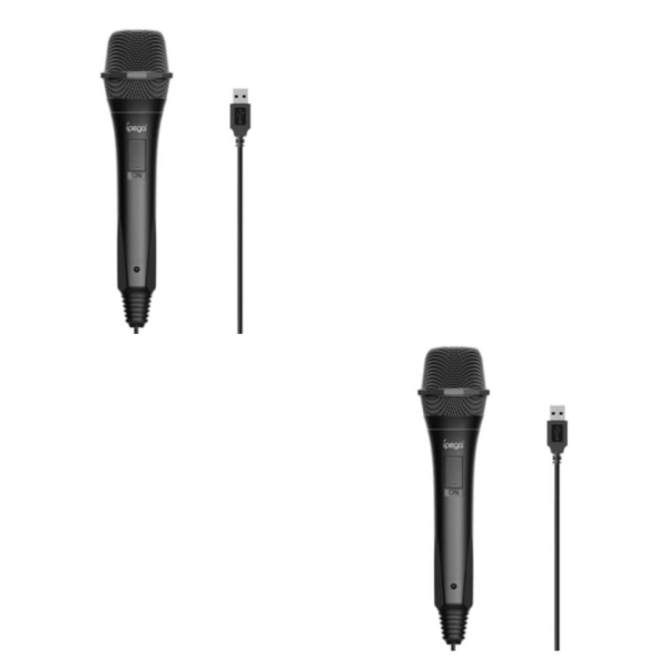1/2 Black USB Handheld Game Microphone Singing MIC för För PS4 2Set