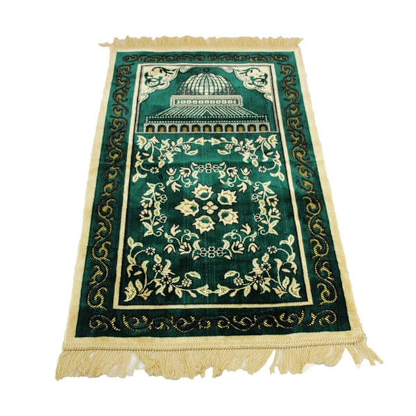 Muslimsk bönematta Eid Broderi Gobeläng Matta Halkfri matta Green 110x70cm