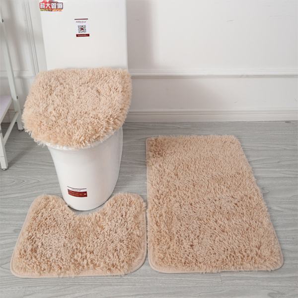 3st PU Mjuk Textur Stark Vattenabsorption Toalettmatta Set För Grey