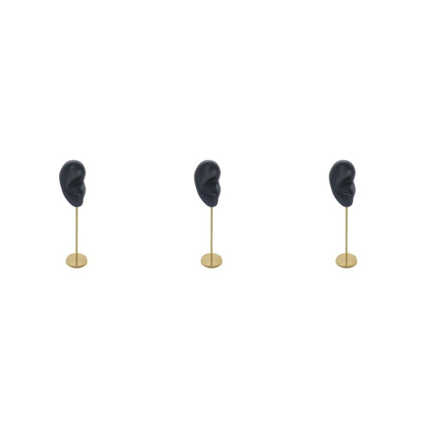 1/2/3 Örhänge Display Stand Human Ear Model Stud Holder Showcase Right Ear Black Height: 18cm 3Set