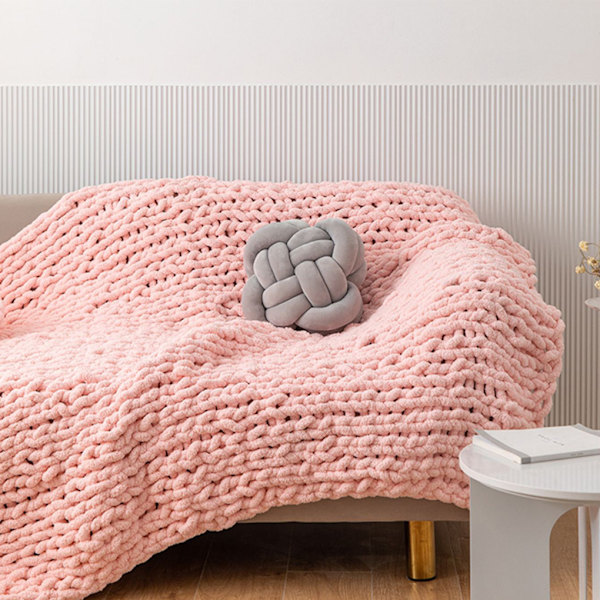 Handstickad chunky stickad filt av polyester i olika färger black