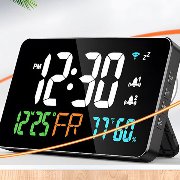 Elektronisk väckarklocka bord med justerbar ljusstyrka digital Orange lamp mirror
