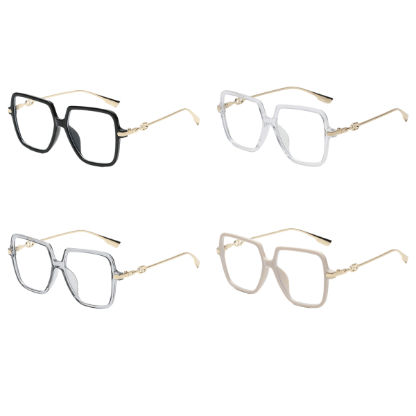 1/2/3/5 Fashionabla för snygga kvinnor Anti-Blue Light Glasögon Gold  Beige frame 1Set