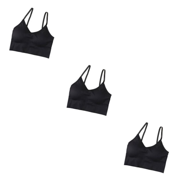 1/2/3/5 Dam Tank Crop Top BH Sexiga Underkläder Underkläder Bralette Black 3PCS