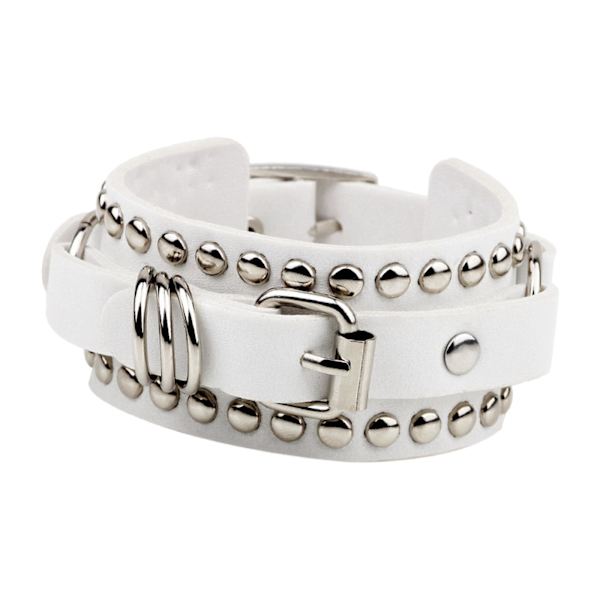 1/2/3/5 PU Läderarmband Justerbar Wrap Cuff Nit för White 24.5 x 3.2cm 1Set