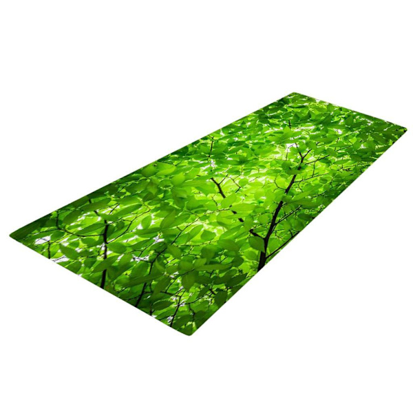 Printed 3D Golvmatta Runner Non-För slip Area Rug Green Leaves
