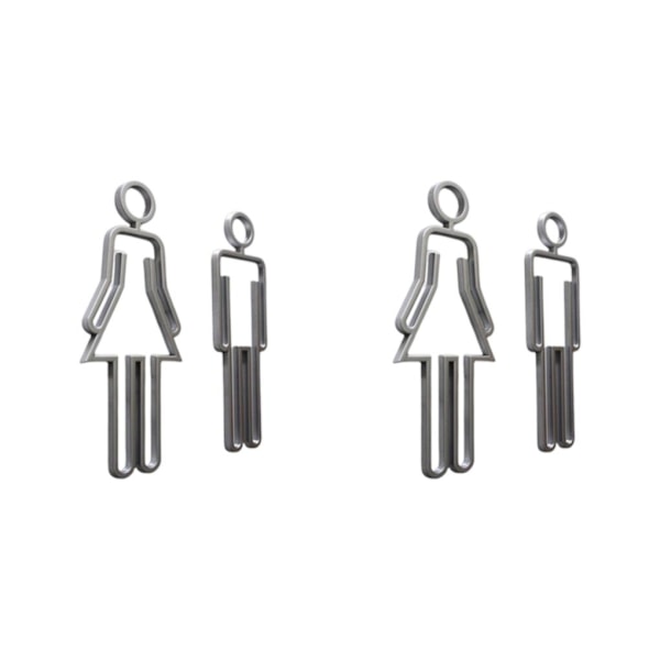 1/2/3 Män Kvinnor Toalettskylt Toalett Lätt Badrumsskylt Silver 2PCS