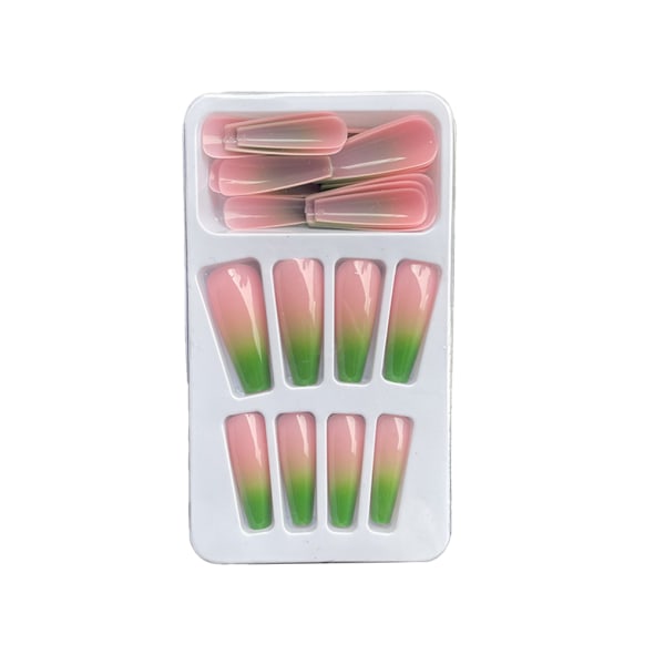 1 Set French Tip Press on Nails Gradient Extension Extra Long Type 19 2g glue,24Pcs jelly