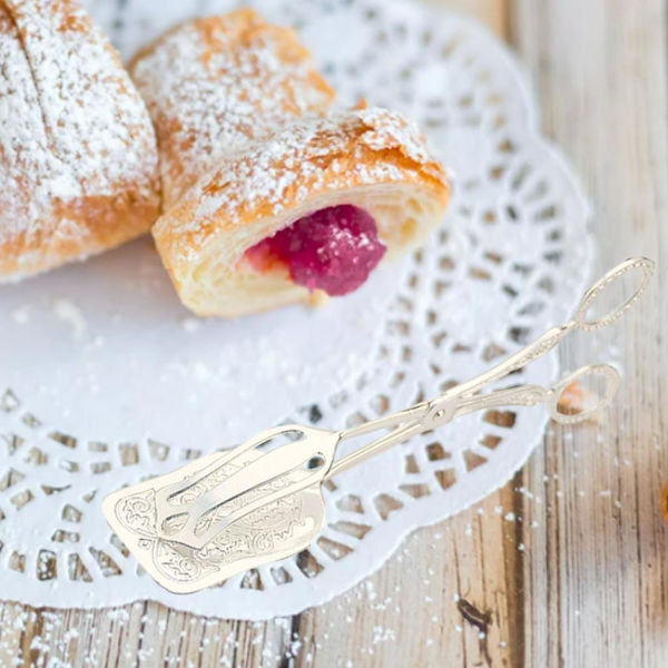 1/2 kökstång Matserveringstång Dessertklämma Square Silver 1Set