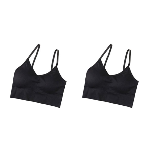 1/2/3/5 Dam Tank Crop Top BH Sexiga Underkläder Underkläder Bralette Black 2PCS