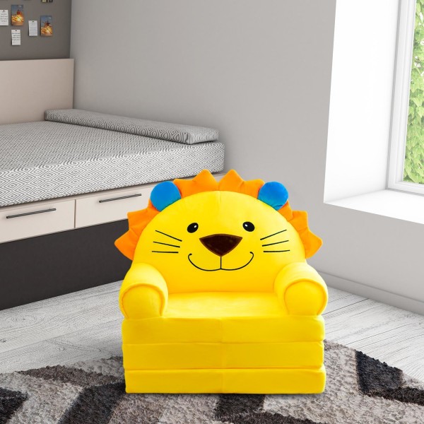 1/2/3 Mjuk och Mysig Barnfåtölj Slipcover Vikbar och Yellow Lion 1 Pc