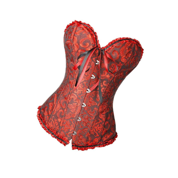 1/2 Women's För ace Up Boned Overbust Cincher Corset Bustier Black Red L 1Set