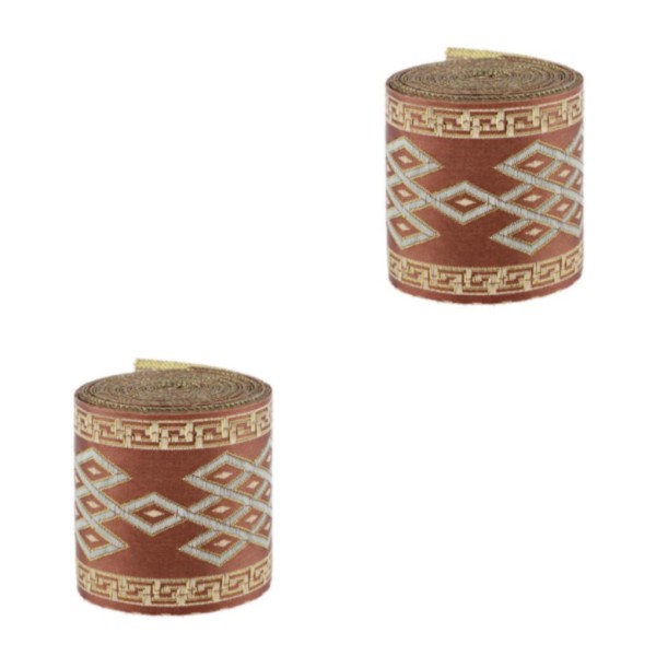 1/2/3/5 5 meter/ 5,5 Yds Jacquard Trim Wide Woven Border Ribbon Red Brown 6cm x 5M 2Set