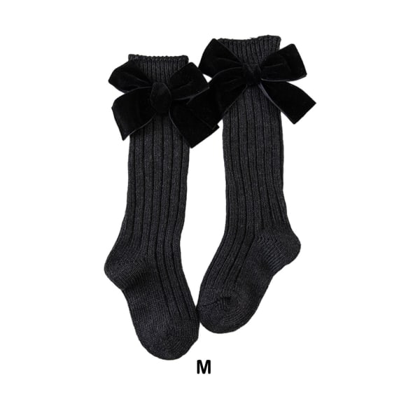 Andas och lätta knähöga strumpor med stor rosett för black M