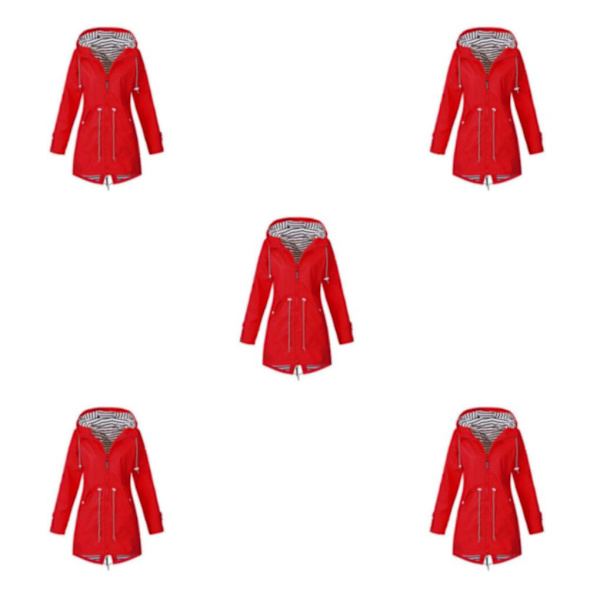 1/2/3/5 Hoodie Mjuk damjacka Vattentät regnkappa utomhus red S 5Set