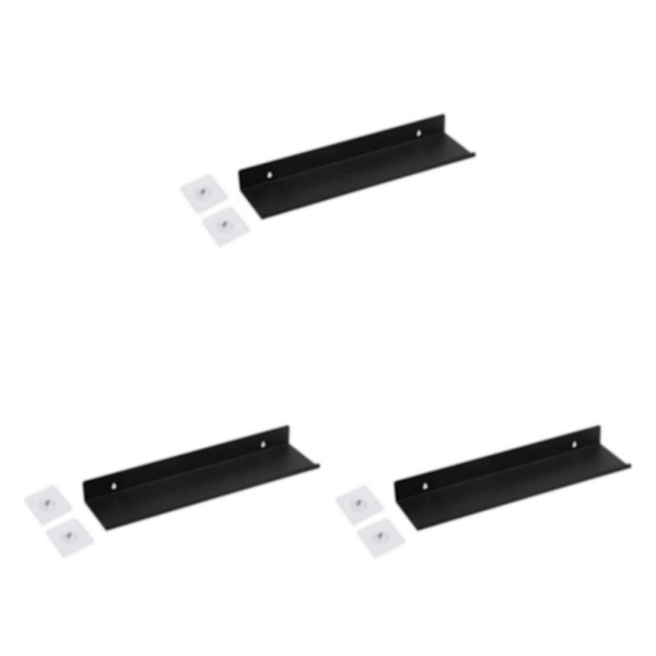 1/2/3 Skadefri För flytande väggmonterad hylla för hemmet Black L 3PCS