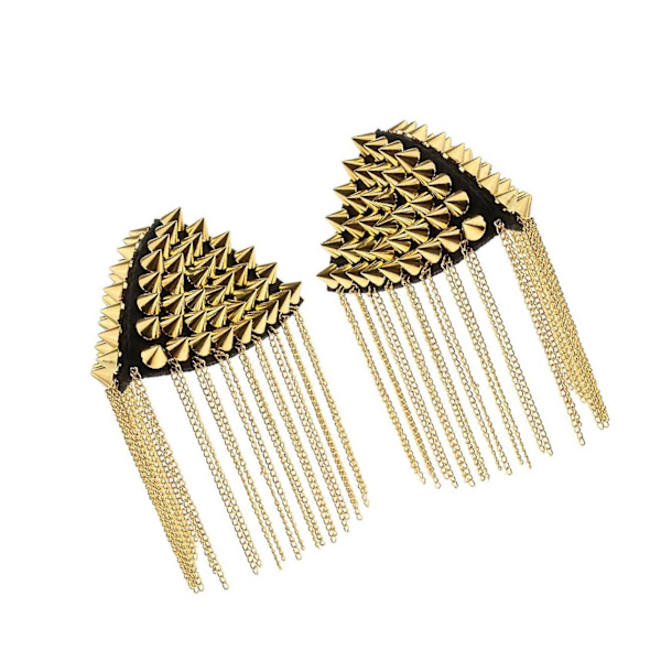 1/2 1 par Rivet Tassel Chain Epaulet Fashion Shoulder Boards Gold 11 x 12 x 5cm 2PCS