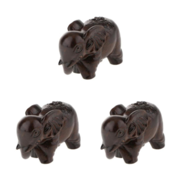 1/2/3/5 Trä Buddha Staty Staty Indien Staty Craft Ornament Elephant 3Set