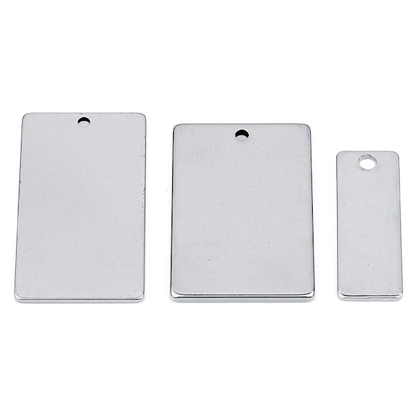 1/2/3/5 10 bitar metall platt rektangel blank stämpling För Silver 18x32mm 1Set