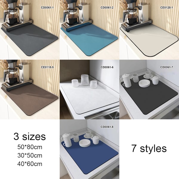 1/2/3 svart utsökt disktorkmatta för rent och snyggt CD0061-2 30*50cm 1 Pc