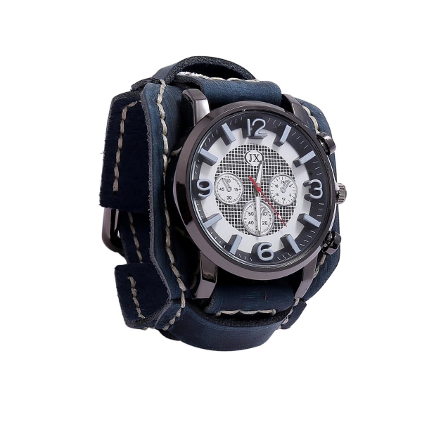 1/2 Punk Retro Watch Armband Läder Mode Bred Läderrem Blue 1 Pc