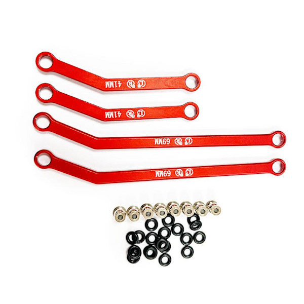 RCGOFOLLOW 4-delad aluminiumlegering hjulbas Styrlänkstag Red