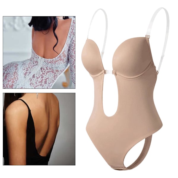 Kvinnor Backless Body Deep V Neck Body För Shaper för bröllop L