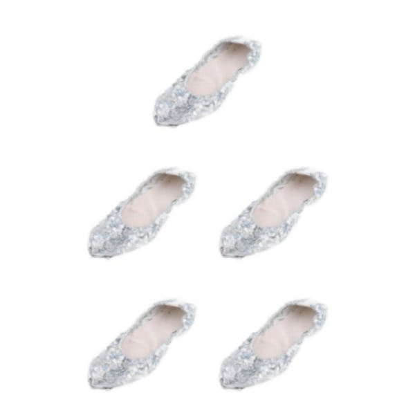 1/2/3/5 Kvinnor Tjej Magdansskor Non- För slip Soft Soles Silver L 5Set