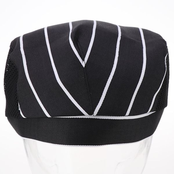 1/2 Kock Hatt Spis Cap Servitör Baker Head Wrap Restaurang Arbete White Stripe 56-60cm 1Set