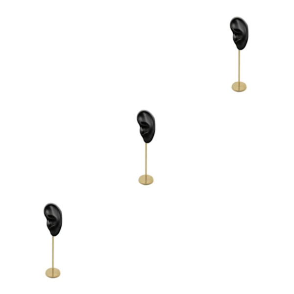 1/2/3 Örhänge Display Stand Human Ear Model Stud Holder Showcase Left Ear Black Height: 18cm 3Set