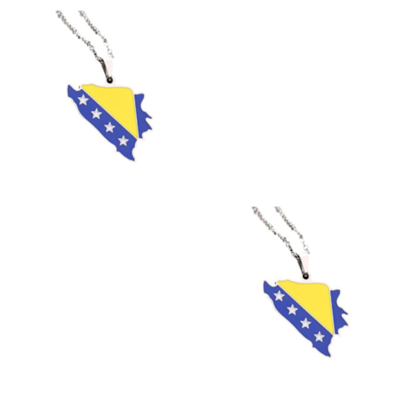 1/2/3/5 Legering Ny karta flagga hänge halsband för unika och Silver 2PCS