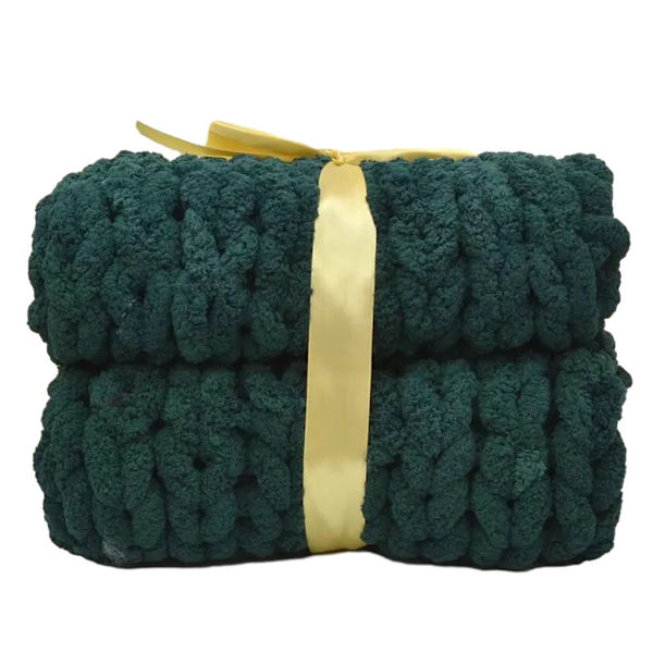 Handstickad chunky stickad filt av polyester i olika färger blackish green