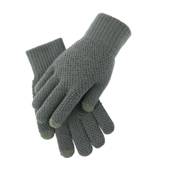 1/2/3/5 Men Winter Warm Touch Screen Handskar Full Finger Stickade Dark Green 22x12CM 2Set