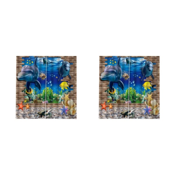 1/2 Digital Printing 3D Gardindraperier för vardagsrummet i sovrummet Undersea 2Set