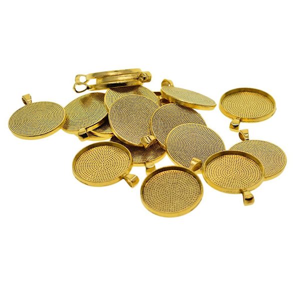 1/2/3/5 20x Runt hängande Blank Cabochon Basinställning DIY Golden 30mm 1Set