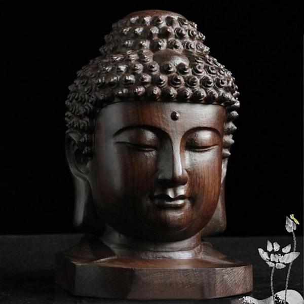 1/2/3/5 Trä Buddha Staty Staty Indien Staty Craft Ornament Buddha Head 1Set
