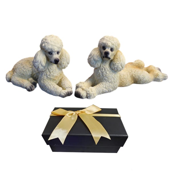 1/2/3 Pudel Hund Staty Djur Figurine Vardagsrum Kontor Beige 8.6x4x6cm 12.5x4x5.8cm 1Set