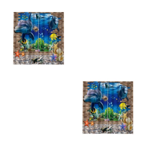 1/2 Digital Printing 3D Gardindraperier för vardagsrummet i sovrummet Undersea 2Set