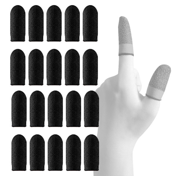 1/2/3/5 20 delar Gaming Finger Sleeves Anti Sweat Andas Black 45 x 25mm 1Set