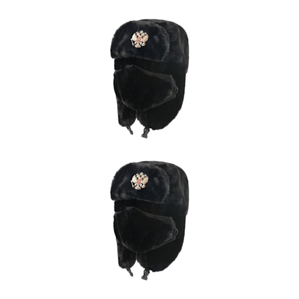 1/2 polyester rysk hatt varm och förbli snygg män S vinter black 2Set