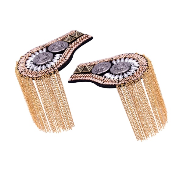 1/2/3/5 Epaulets tofs axelbrädor Legering för kläder Gold 6.7x11cm 2Set