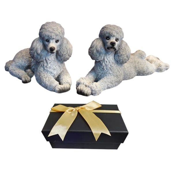 1/2/3 Pudel Hund Staty Djur Figurine Vardagsrum Kontor Gray 8.6x4x6cm 12.5x4x5.8cm 2Set