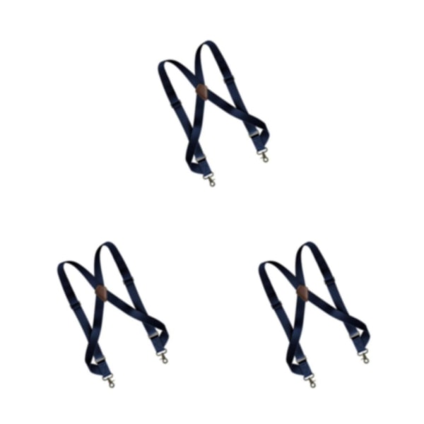 1/3/5 Mens Suspender Swivel Hook X Formad Elastisk 1,4 Bred Navy 3PCS