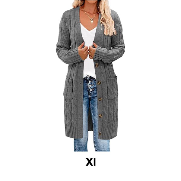 Polyester Klassisk och snygg lång kofta för damer Andas dark grey XL