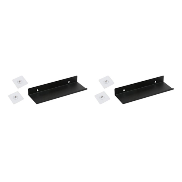 1/2/3 Skadefri För flytande väggmonterad hylla för hemmet Black M 2PCS