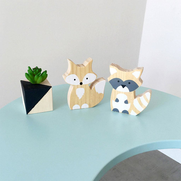1/2/3 Trä För Fox Ornaments Dekor Väggkonst Dekoration White 12x15cm 1Set
