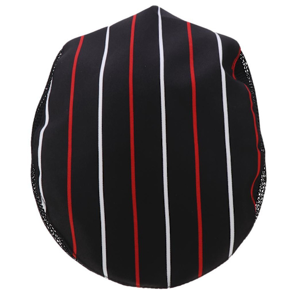 1/2 Kock Hatt Spis Cap Servitör Baker Head Wrap Restaurang Arbete Red Stripe 56-60cm 1Set